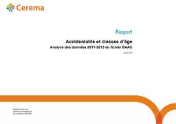 Accidentalité et classes d'âges. Analyse des données 2011-2013 du fichier BAAC | DECOUZON, Florence