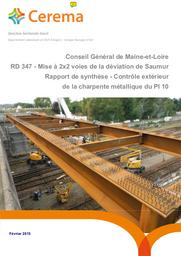 CG49, RD 347 - Mise à 2x2 voies de la déviation de Saumur : Rapport de synthèse - Contrôle extérieur de la charpente métallique du Passage Inférieur 10 | CLÉMENT, Jean-François