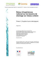 Retour d'expériences national sur les bassins de stockage sur réseau unitaire Phase 2 : Enquête et suivis métrologiques | FINCK, Jean-Sébastien