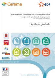 500 maisons rénovées basse consommation : Enseignements opérationnels des programmes « Je rénove BBC » en Alsace. Version intégrale | Cerema. Centre d'études et d'expertise sur les risques, l'environnement, la mobilité et l'aménagement (Administration). Auteur