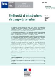 Biodiversité et infrastructures de transports terrestres : Note d'Information - Économie Environnement Conception - Série(EEC) | Cerema. Centre d'études et d'expertise sur les risques, l'environnement, la mobilité et l'aménagement (Administration). Auteur