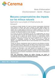 Mesures compensatoires des impacts sur les milieux naturels - Application aux projets d’infrastructures de transport : Note d'information Environnement-Santé-Risque n° 5 | Cerema. Centre d'études et d'expertise sur les risques, l'environnement, la mobilité et l'aménagement (Administration). Auteur