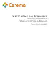 Qualification des Emulseurs. Essais de mortalité sur Pseudokirchneriella subcapitata. | RYCKELYNCK, Corentin