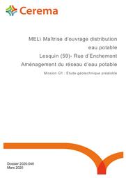 Lesquin (59) - Rue d'Enchemont. Aménagement du réseau d'eau potable. Mission G1 : Etude géotechnique préalable | LEURENT, Loïc