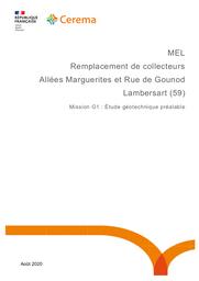 Lambersart (59) - Allées Marguerites et Rue de Gounod. Remplacement de collecteurs. Mission G1 : étude géotechnique préalable | LEURENT, Loïc