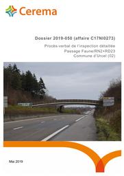 Procès-verbal d'inspection détaillée - Passage faune/RN2+RD23. Commune d'Urcel | CAMOLÈSE, Thierry