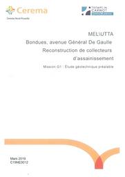 MEL\UTTA\Bondues avenue du Gal de Gaulle. Reconstruction de collecteurs d'assainissement. mission G1 : étude géotechnique préalable | LEURENT, Loïc