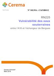 RN 225 - Vulnérabilité des eaux souterraines entre l'A16 et l'échangeur de Bergues. | LECOMTE, Justin