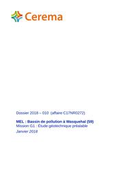 MEL : Bassin de pollution à Wasquehal (59). Mission G1 :étude géotechnique préalable. | LEMAIRE, Amandine