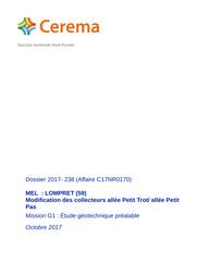 MEL : Lompret (59) - Modification des collecteurs allée Petit Trot/allée Petit Pas. Mission G1 : Etude géotechnique préalable. | LEURENT, Loïc