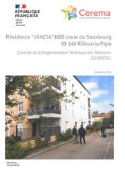 Résidence Vancia - 4660 Route de Strasbourg - 69140 Rilleux La Pape - Contrôle de la Règlementation Technique des Bâtiments 2019/69/561 | BOUYOUCEF, Mohamed