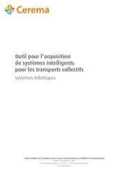 Outil pour l'acquisition de systèmes intelligents pour les transports collectifs. Systèmes billettiques. | TALABARD (Isabelle)