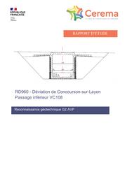 RD 960 – Déviation de Concourson-sur-Layon – Passage inférieur VC108 – Reconnaissance géotechnique G2 AVP | LEMASSON, Vincent