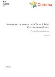 Mouvement de versant de la Toura à Saint-Christophe-en-Oisans - Etude préliminaire du site | DUBOIS, Laurent