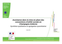 Assistance dans la mise en place des conventions d'utilité sociale en Champagne-Ardenne : synthèse qualitative et agrégation quantitative. | MERTZ, Daniel