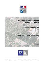 Prolognement de la RD-33 à Vieux-Thann - Liaison RN-66 - RD-35 - Etude sur la qualité de l'air. | BECKER, Stella