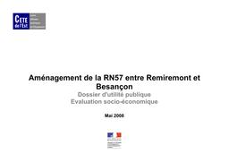Aménagement de la RN57 entre Remiremont et Besançon. Dossier d'utilité publique, évaluation socio-économique. | LECH, Francine