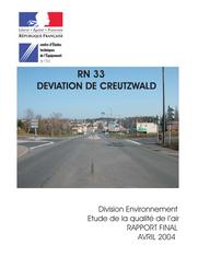Etude de la qualité de l'air. RN-33 Déviation de Creutzwald. | ARTIS, Guillaume