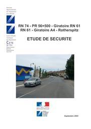 RN 74-PR 56+500-Giratoire RN 61 et RN 61 - Giratoire A 4 - Rotherspitz : étude de sécurité. | KIEFFER, Jean-Claude