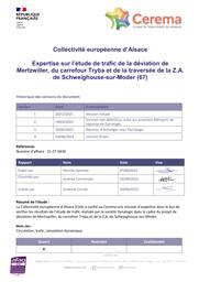 Expertise sur l’étude de trafic de la déviation de Mertzwiller, du carrefour Tryba et de la traversée de la Z.A. de Schweighouse-sur-Moder (67) | SPEISSER, Nicolas