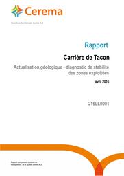 Carrière de Tacon, Actualisation géologique - diagnostic de stabilité des zones exploitées | FOULTIER, Agnès
