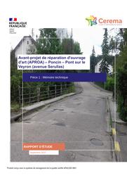 Avant-projet de réparation d'ouvrage d'art (APROA) – Poncin – Pont sur le Veyron (avenue Serullas) | SPATARO, François