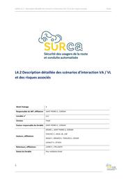 Description détaillée des scénarios d’interaction VA / VL et des risques associés. Livrable L4.2. Projet Surca | SAINT PIERRE, Guillaume