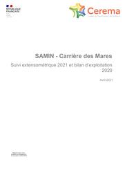 SAMIN - Carrière des Mares, Suivi extensométrique 2021 et bilan d’exploitation 2020 | CAROTTE, Alexandre