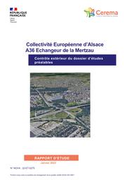 Collectivité Européenne d'Alsace. A36 échangeur de la Mertzau : Contrôle extérieur du dossier d'études préalables | HOMBOURGER, Etienne