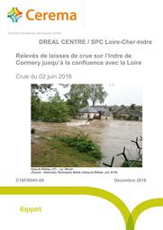 Relevés de laisses de crue sur l'Indre de Cormery jusqu'à la confluence avec la Loire - Crue du 2 juin 2016 | MASSET, Jean-Paul