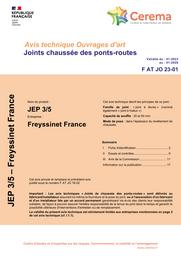 Avis Technique Ouvrages d'Art. Joint de chaussée des ponts-routes type/JEP 3/5 - - Société Freyssinet | CHAT, Laurent