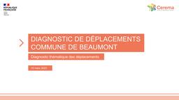 Diagnostic de déplacements Commune de Beaumont. Diagnostic thématique des déplacements | DUFFY, Loïc