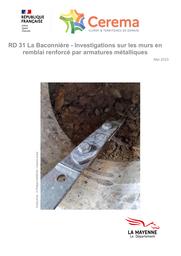RD 31 La Baconnière – Investigations sur les murs en remblai renforcé par armatures métalliques - Extraction et analyse de témoins de durabilité | KAWECKI, Philippe