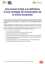 Document d'aide à la définition d'une stratégie de restauration de la trame turquoise | BOURNAZEL, Marie-Ange