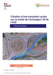 Création d’une traversée cycles sur la sortie de l’échangeur 36 de l’A35 : Avis sur dossier | HOMBOURGER, Etienne