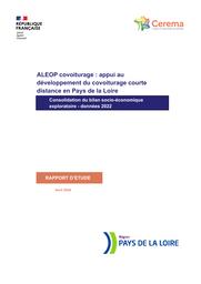 ALEOP covoiturage : appui au développement du covoiturage courte distance en Pays de la Loire : Consolidation du bilan socio-économique exploratoire, données 2022 | LECOINTRE, Wilhemine