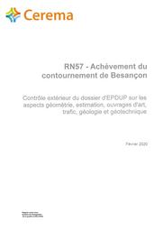 RN57 - Achèvement du contournement de Besançon - Contrôle extérieur du dossier des études préalables à la DUP