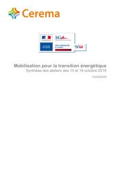 Mobilisation pour la transition énergétique : Synthèse des ateliers des 15 et 16 octobre 2019 | PATARD, Camille