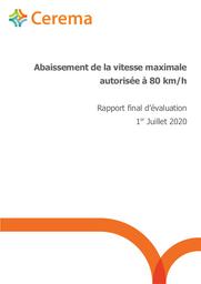 Abaissement de la vitesse maximale autorisée à 80 km/h. Rapport final d'évaluation - Juillet 2020 | TEMPEZ, Georges
